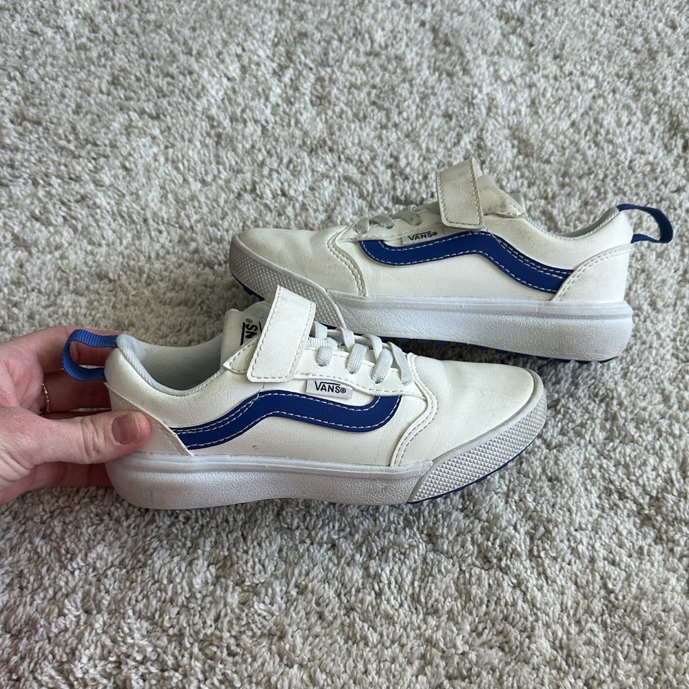 Vans Kids White and Navy Sneakers
